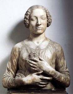 Kvinna med ett knippe blommor Marmorskulptur av Andrea di Francesco di Cione dit il Verrocchio (1435-1488) 1475-1480 ca. Sön 58 cm Florens, Nationalmuseet Bargello