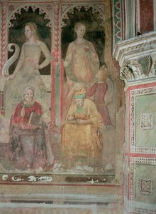 Kyrkan militant och triumferande, i det spanska kapellet, detalj av retorik, cicero, grammatik och Aelius Donatus