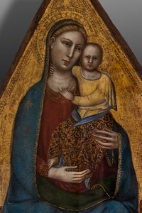 Madonna och Jesusbarnet på tronen av Andrea di Cione (attr.to) Orcagna