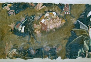 Dödens triumf, detalj om de fördömda i helvetets gropen, fresk från 1348