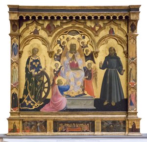 Madonna av Cintola med Saint Catherine och Francis av Andrea di Giusto Manzini