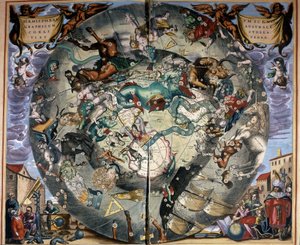 Representation av södra halvklotet av Cellarius. 1600-talsbok. av Andreas (after) Cellarius
