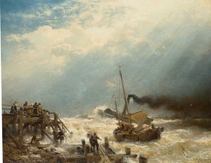Tyska: Hamnen i Ostende. 1858 Hamnen i Ostende av Andreas Achenbach