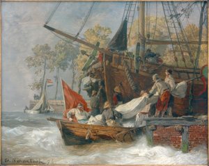 Hamninlopp när havet stormar av Andreas Achenbach
