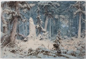 Snöig skog av Andreas Achenbach