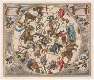 1660 års himmelskarta - Haemisphaerium Stellatum Boreale Antiquum av Andreas Cellarius
