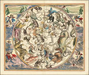 1660 års himmelskarta över stjärnbilderna på södra halvklotet av Andreas Cellarius