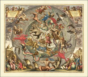 1708 års himlakarta - Haemisphaerii Borealis Coeli et Terrae Sphaeri Cascenographia av Andreas Cellarius