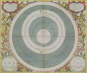 Ptolemaic System, från puben "The Celestial Atlas, or The Harmony of the Universe" (Atlas coelestis seu harmonia macrocosmica). av Joannes Janssonius, Amsterdam, 1660-61 (handfärgad gravyr) av Andreas Cellarius