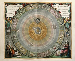 Representation av universum som en modell av Copernicus av Andreas Cellarius