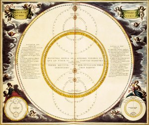Himmelskarta och beskrivning av Venus och Merkurius, etsning av Andreas Cellarius av Andreas Cellarius