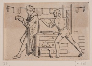 Johannes Gutenberg i sin verkstad