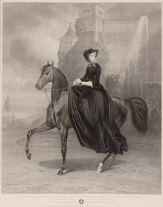 Porträtt av Elisabeth av Bayern till häst, 1853 av Andreas Johann Fleischmann