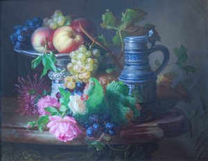 Tyska: Blommor och frukter med kanna av Andreas Lach