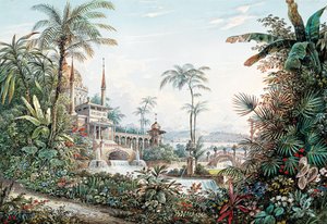 Scenografi för operan Bortförandet från Seraglio av Wolfgang Amadeus Mozart, 1842.