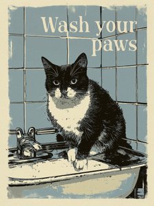 Tvätta dina tassar, katt