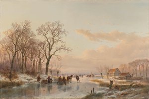 En frusen kanal nära floden Maas En frusen vattenväg nära Maas av Andreas Schelfhout