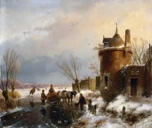 En vinterscen (olja på panel)