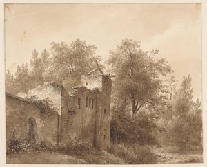Ruin i ett landskap av Andreas Schelfhout