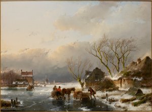 Vinterlandskap med en frusen flod, 1847.