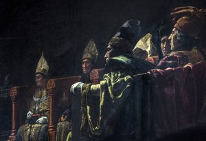 Compromis de Caspe (1412) - Historiemålning: The Compromise of Caspe par Parlade y Heredia, Andres (1859-1933) av Andres Parlade y Heredia