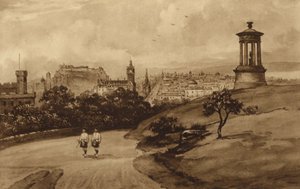 Edinburgh: Från Dugald Stewarts monument, Calton Hill (litho)