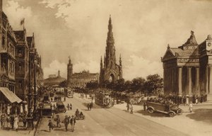 Edinburgh: Princes Street från Mound (litho)