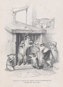 Han säger till oss: gråt inte, agera! från scener ur djurens privata och offentliga liv..., ca. 1837-47.