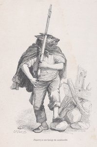 Jag såg en varg stå och vakta från scener ur djurens privata och offentliga liv..., ca. 1837-47.