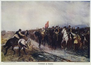 Cromwell at Dunbar (färg litho) av Andrew Carrick (after) Gow