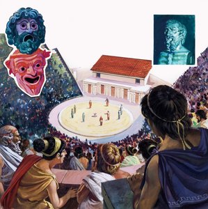 Grekisk teater (gouache på papper)