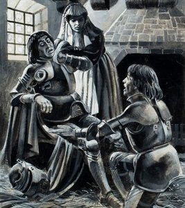 Kung Henrik VI efter slaget vid St Albans den 22 maj 1455 (gouache på papper) av Andrew Howat