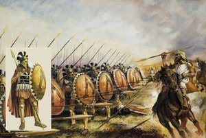 Spartansk armé (gouache på papper)