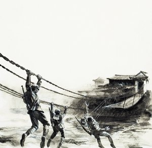 Slaget vid Luding Bridge (gouache på papper) av Andrew Howat
