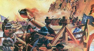 De kristna belägrar Konstantinopel 1203 (färglitografi) av Andrew Howat