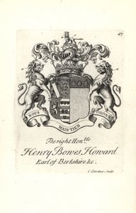 Vapensköld och vapen av höger ärade Henry Bowes Howard av Andrew Johnston