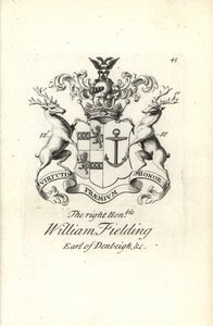 Vapensköld och vapen av höger ärade William Fielding, 5:e Earl of Denbeigh av Andrew Johnston