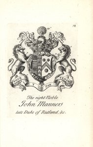 Vapensköld och vapen av den högra adelsmannen John Manners, 2:a hertigen av Rutland av Andrew Johnston