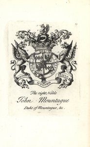 Vapensköld och vapen av den högra adelsmannen John Montagu, 2:a hertigen av Montagu 1690-1749 av Andrew Johnston