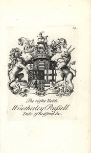 Vapensköld och vapen av den högra adelsmannen Wriothesley Russell, 3:e hertigen av Bedford av Andrew Johnston