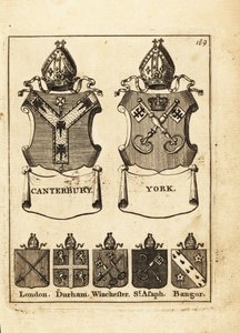 Vapensköld av biskoparna av Canterbury, York, London, Durham, Winchester, St av Andrew Johnston
