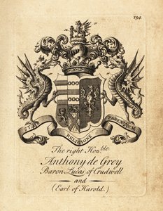Vapensköld av den högra ärade Anthony de Grey, 3:e baron Lucas av Crudwell och jarl av Harold av Andrew Johnston
