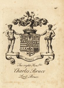 Vapensköld av den högra ärade Charles Bruce, Lord Bruce, 3:e earl av Ailesbury, 4:e earl av Elgin