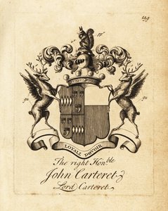 Vapensköld av den högra ärade John Carteret, Lord Carteret, 2nd Earl Granville, 7th Seigneur of Sark