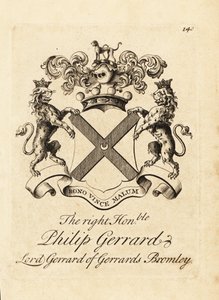 Högerns vapen, ärade Philip Gerrard, Lord Gerrard av Gerrards Bromley, 7:e baron Gerard