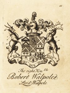 Vapensköld av den högra ärade Robert Walpole, Lord Walpole, 2:a greven av Orford