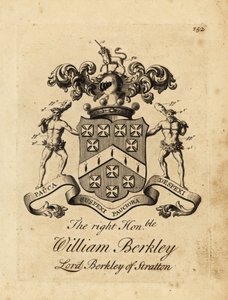 Vapensköld av högern ärade William Berkley, Lord Berkley av Stratton, 4:e baron Berkeley av Stratton, död 1741 av Andrew Johnston