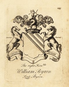 Vapensköld av högern ärade William Byron, Lord Byron, 4:e baron Byron (1670-1736)