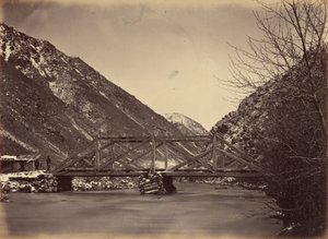 Plåt 42. Mormon Turnpike Bridge, mynningen av Weber Canon,1869 (foto) av Andrew Joseph Russell