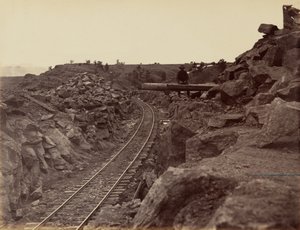 Plåt 9. Östra tillfarten till Dale Creek Bridge,1869 (foto) av Andrew Joseph Russell